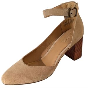 Soludos, Gemma, Sand Color Ankle Strap Block Heels. Size 8.5